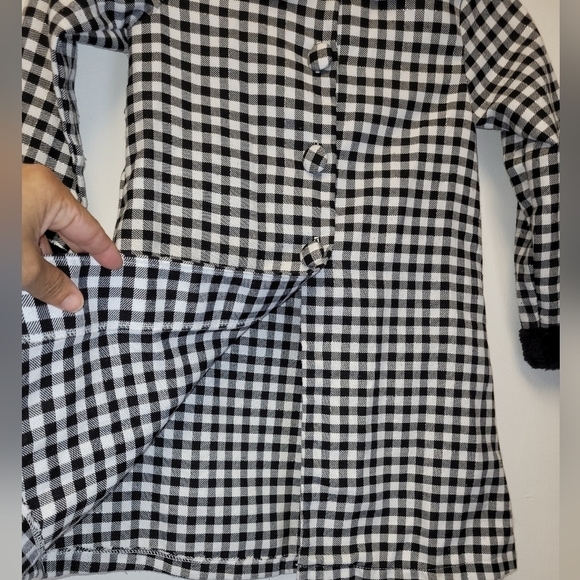Young Land Knit to Woven Black & White Houndstooth Faux Fur Pea Coat Size 5 - Picture 8 of 14